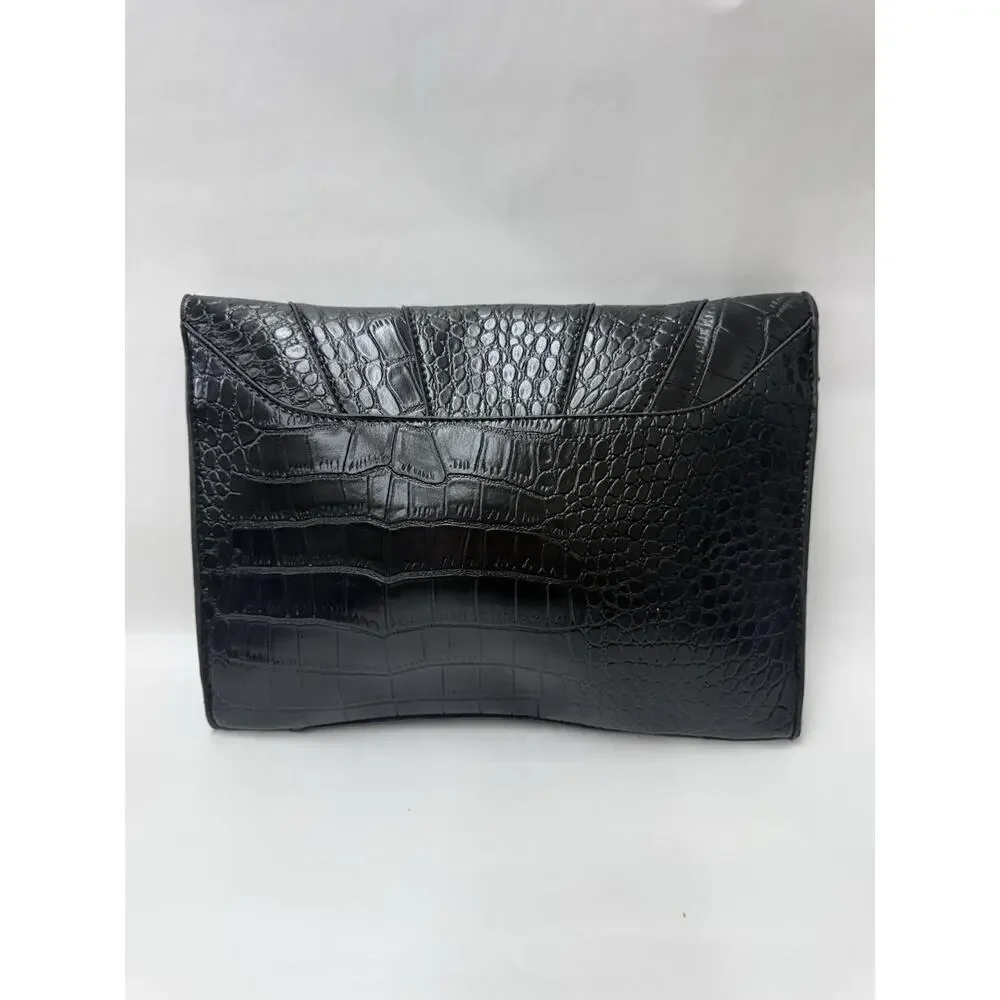 Givenchy Antigona Medium Envelope Clutch Black Croc Embossed Calfskin Leather